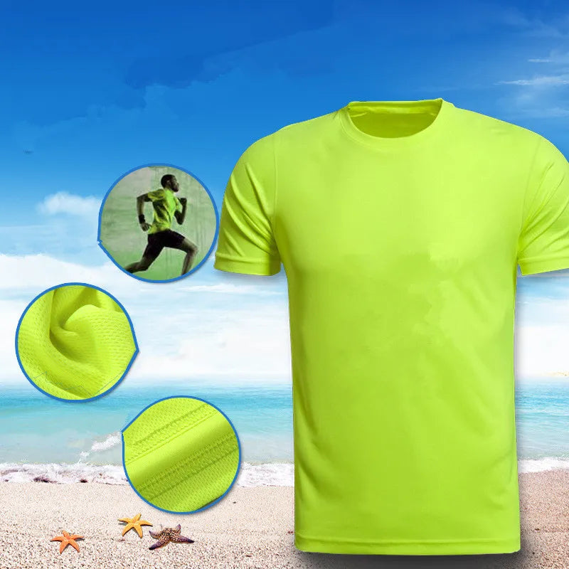 Men's Quick Dry Short Sleeve Gym Running Moisture Wicking Round Neck T-Shirt Training Exercise Gym Sport Shirt Tops Lightweight