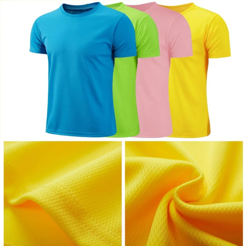 Men's Quick Dry Short Sleeve Gym Running Moisture Wicking Round Neck T-Shirt Training Exercise Gym Sport Shirt Tops Lightweight