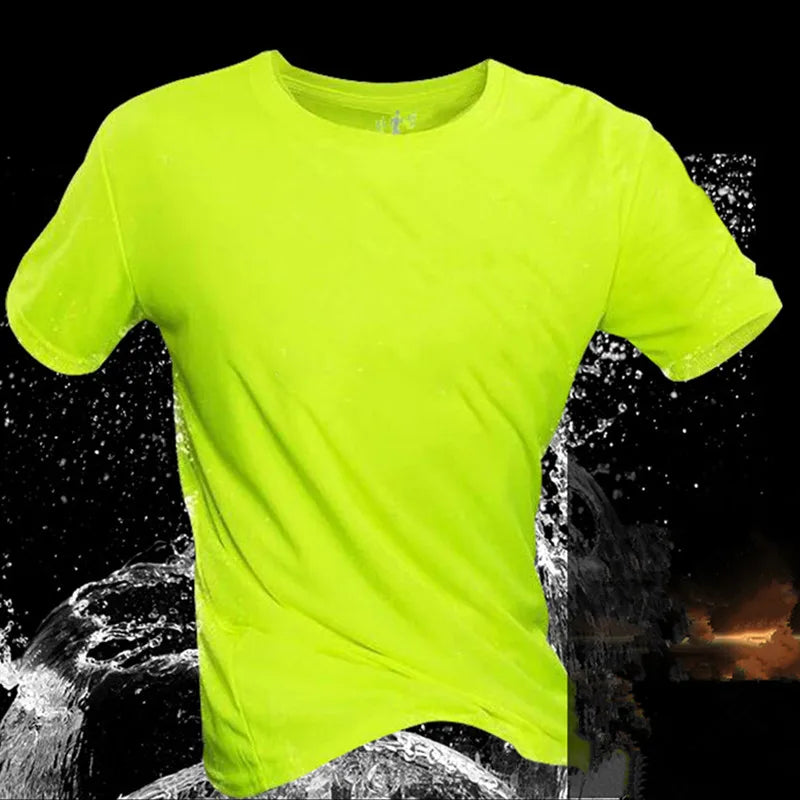 Men's Quick Dry Short Sleeve Gym Running Moisture Wicking Round Neck T-Shirt Training Exercise Gym Sport Shirt Tops Lightweight