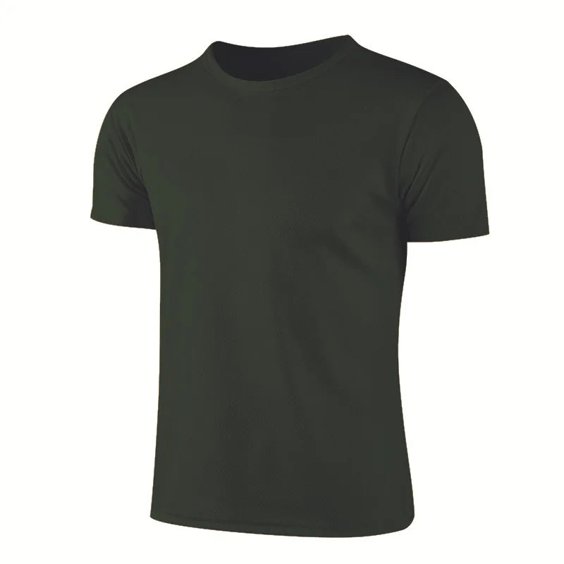 Men's Quick Dry Short Sleeve Gym Running Moisture Wicking Round Neck T-Shirt Training Exercise Gym Sport Shirt Tops Lightweight